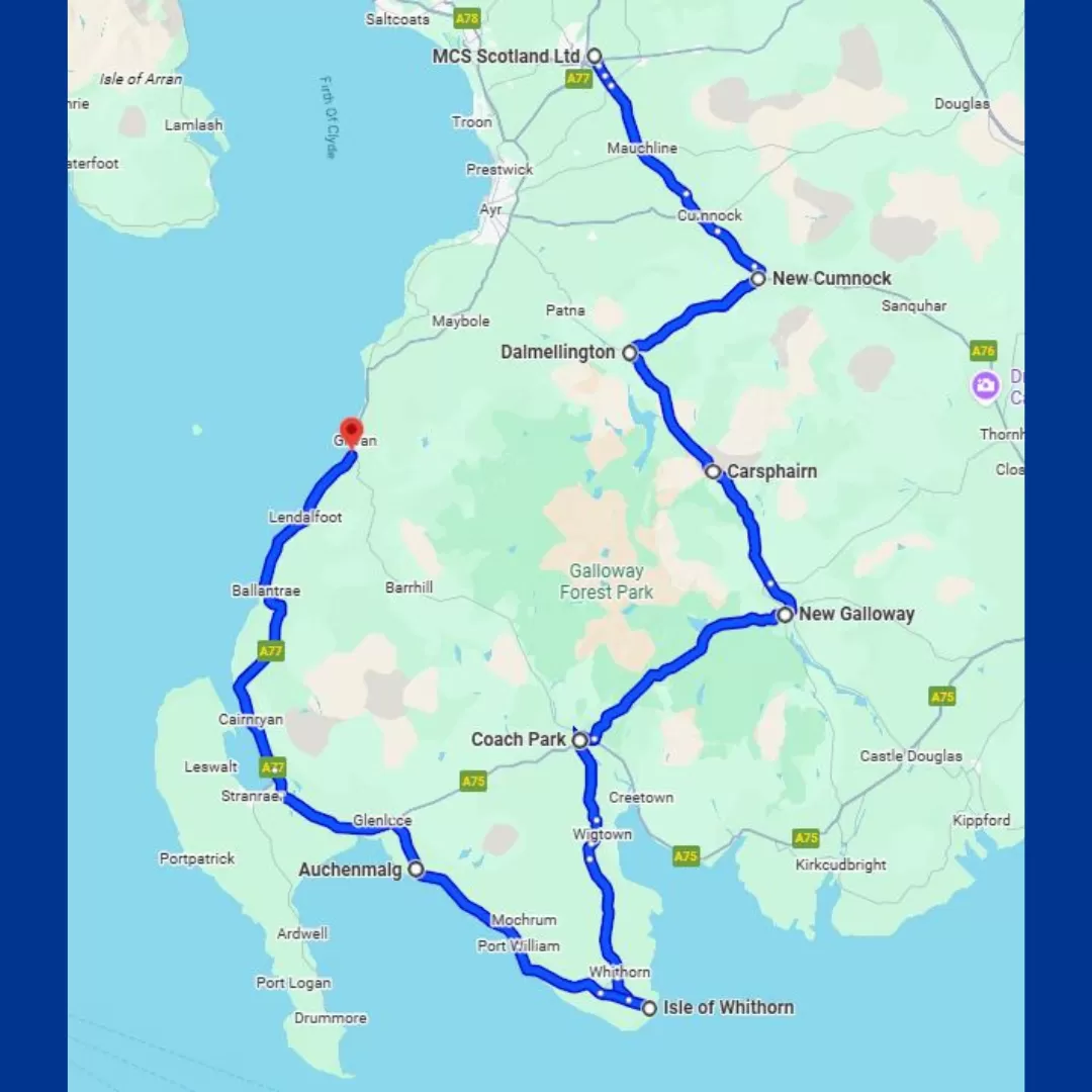 Google Map Route for July 2025 MCS Shop Run 