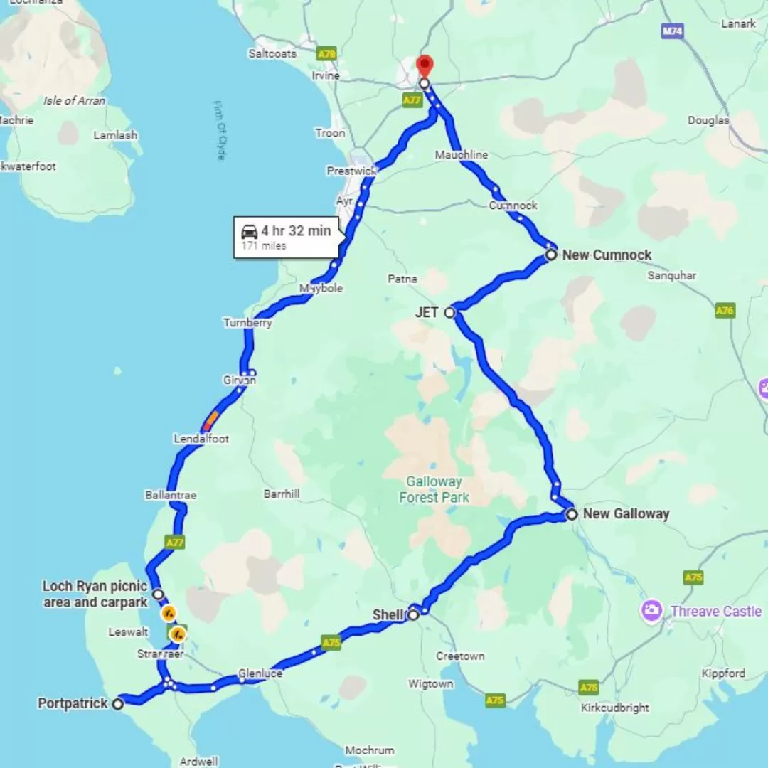 Google Map Route for September 2025 MCS Shop Run 