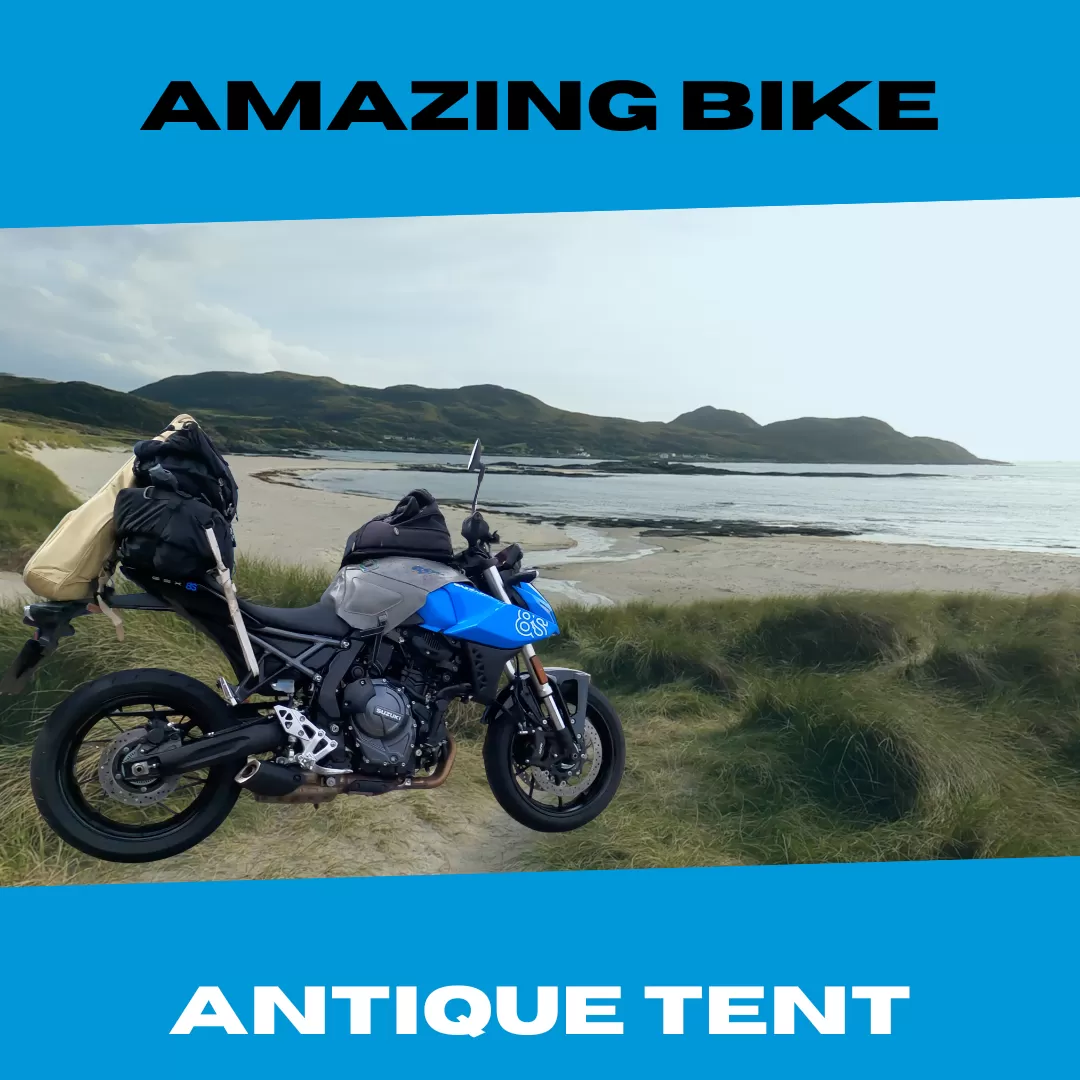 Suzuki GSX-8S on a beach in the West Coast Of Scotland